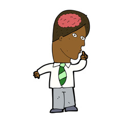 cartoon businessman with huge brain