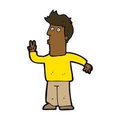 cartoon man giving peace sign