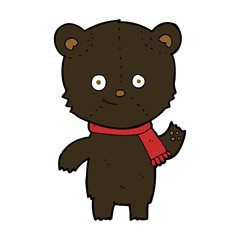 cartoon black bear waving