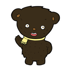 cartoon black bear waving