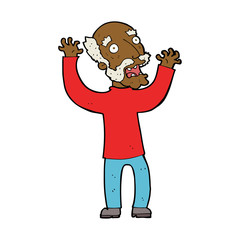 cartoon terrified old man