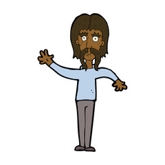 cartoon waving man with mustache