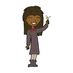 cartoon friendly witch girl