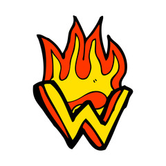 cartoon flaming letter