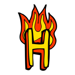 cartoon flaming letter