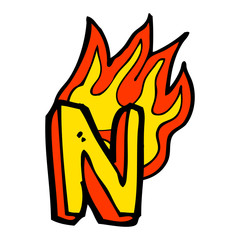 cartoon flaming letter