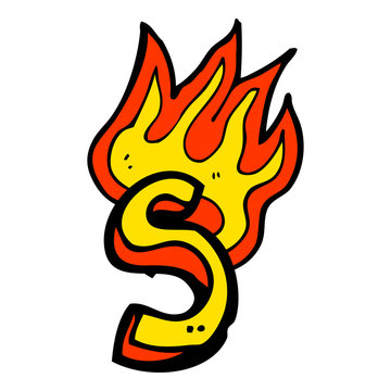 cartoon flaming letter