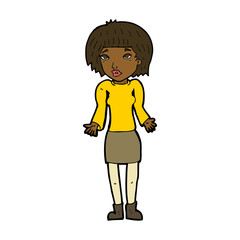 cartoon woman shrugging shoulders