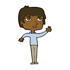 cartoton unhapy boy waving