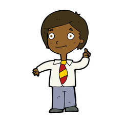 cartoon school boy answering question