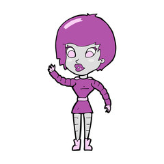 cartoon robot woman waving