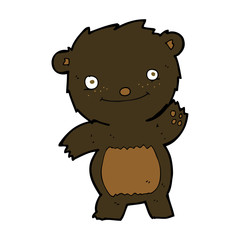 cartoon waving black bear cub