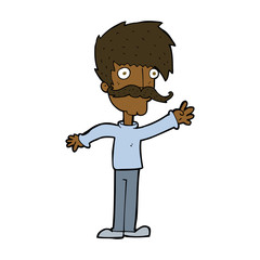 cartoon waving mustache man