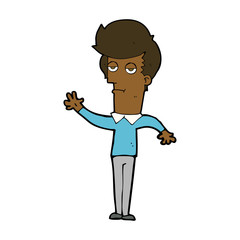cartoon bored man waving
