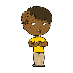 cartoon boy with growth on head