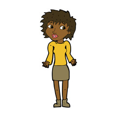 cartoon woman shrugging shoulders