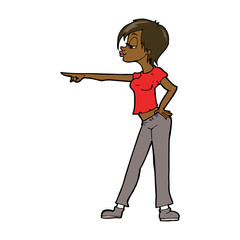 cartoon hip woman pointing