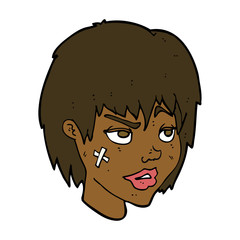 cartoon woman with plaster on face