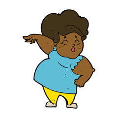 cartoon happy overweight lady