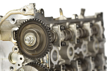 Engine camshaft cap close up (Selective focus blur)