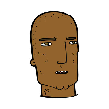 Cartoon Bald Tough Guy