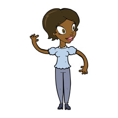cartoon woman waving