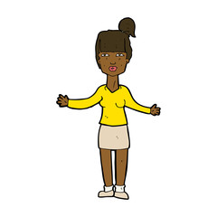 cartoon woman shrugging shoulders