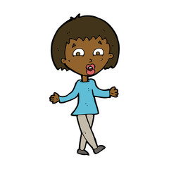 cartoon woman shrugging shoulders