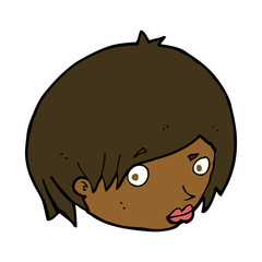 cartoon female face with raised eyebrow