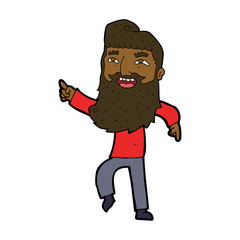 cartoon man with beard laughing and pointing