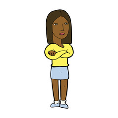 cartoon woman with folded arms