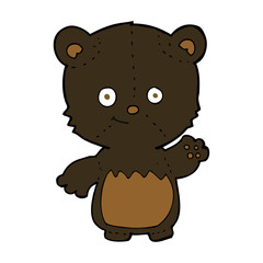 cartoon black bearcub waving