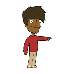 cartoon happy man pointing
