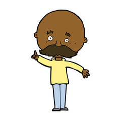 cartoon bald man with idea