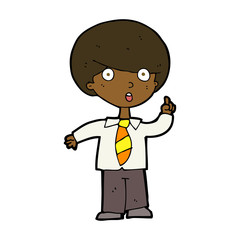 cartoon school boy answering question