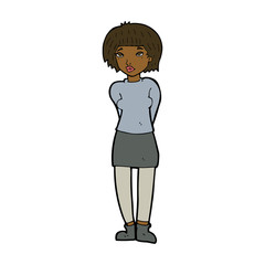cartoon shy woman