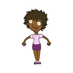 cartoon excited woman