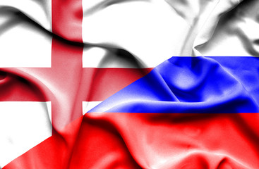 Waving flag of Russia and England