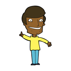 cartoon grinning man with idea