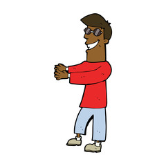 cartoon grinning man wearing glasses