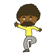 cartoon mustache man disco dancing