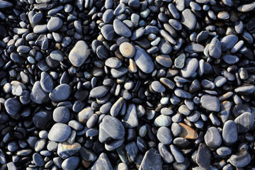 Colorful pebbles touching wave