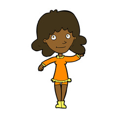 cartoon friendly woman waving