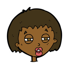 cartoon woman narrowing eyes