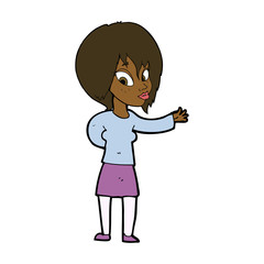 cartoon woman making welcome gesture