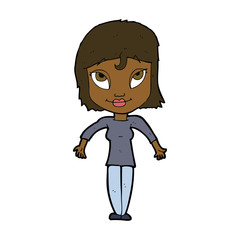 cartoon girl shrugging shoulders