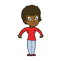 cartoon woman shrugging shoulders