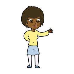 cartoon welcoming woman