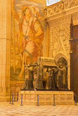 Seville - The tomb of Christopher Columbus in the Cathedral