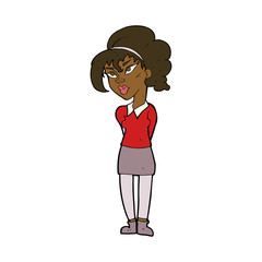 cartoon pretty girl tilting head